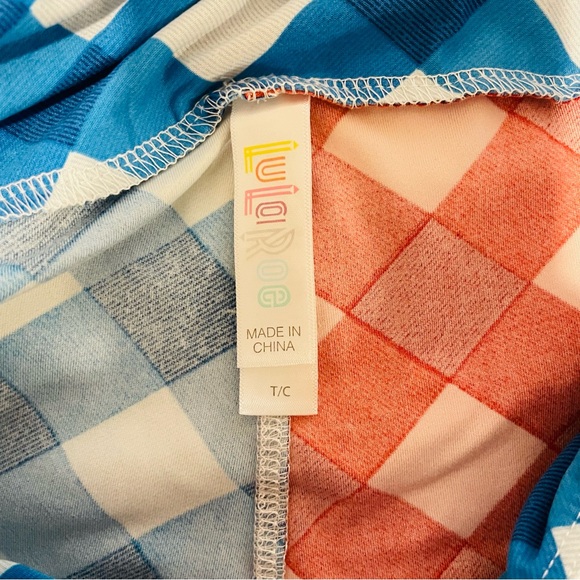 LuLaRoe Red and Blue Checkered Leggings - Picture 7 of 8